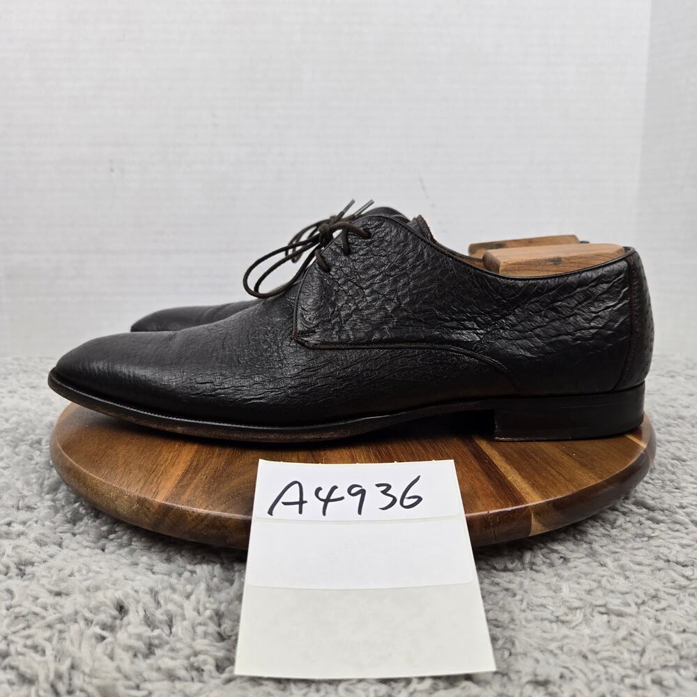 Mezlan Men 12M Escorial Brown Peccary Leather Derby Oxford Plain Toe Dress Shoe